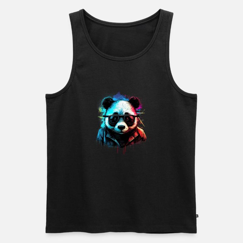 Futuristischer Panda - Männer Premium Bio Tank Top - Schwarz