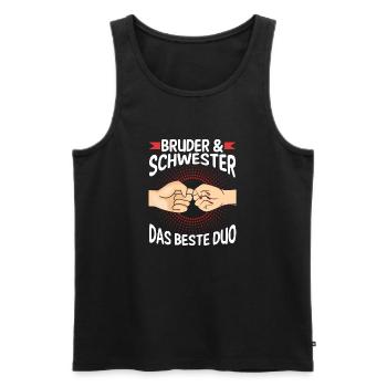 Geschwister Bruder und Schwester - Männer Premium Bio Tank Top - Schwarz - Vorne - Michal (187cm)