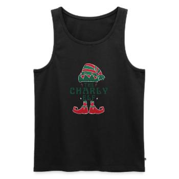 The Charly Elf Pajama for Funny Christmas Holiday - Men's Premium Organic Tank Top - black - Front - AI Model Male 178 light (178cm)