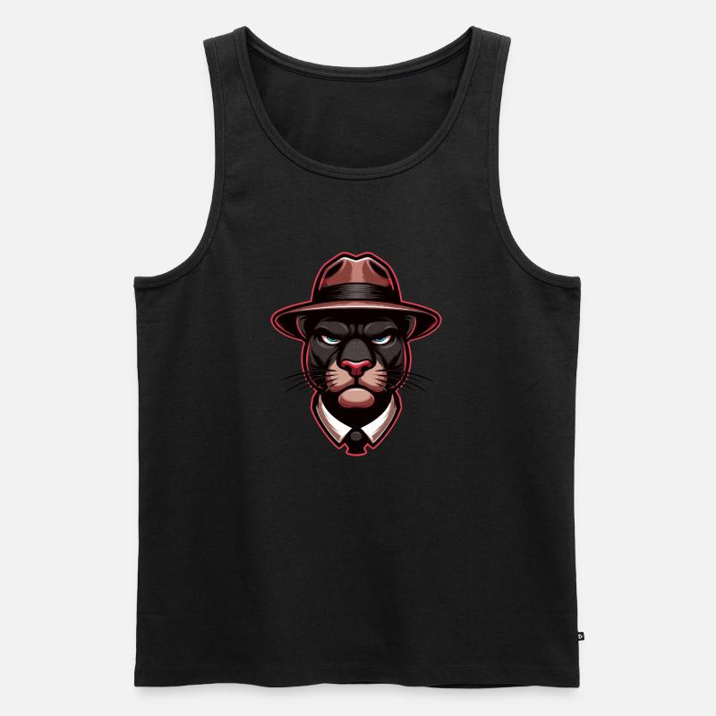 Panther mit Hut - Männer Premium Bio Tank Top - Schwarz