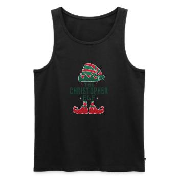 Christopher Elf Personalized Name Christmas - Men's Premium Organic Tank Top - black - Front - AI Model Male 178 light (178cm)