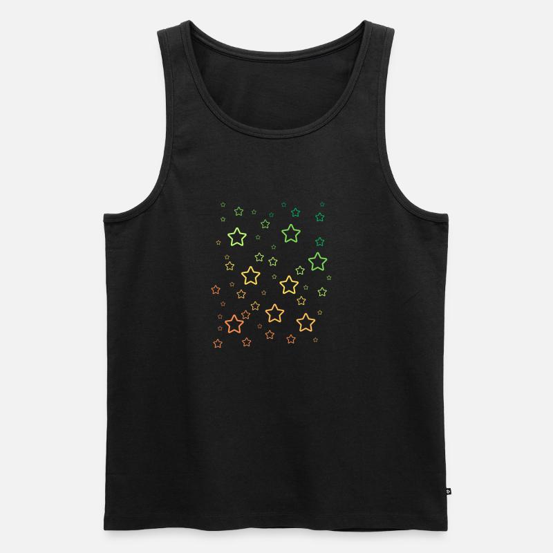 Regenbogen-Sterne - Männer Premium Bio Tank Top - Schwarz