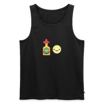 Souriant Tequila Bouteille Lime Mexicain Alcool Jeu de mots - Débardeur bio Premium Homme - noir - Devant - Michal (187cm)