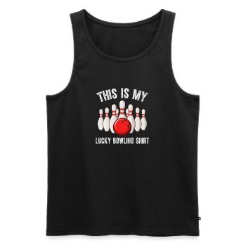 Funny LUCKY BOWLING Team Vintage Retro - Men's Premium Organic Tank Top - black - Front - Michal (187cm)