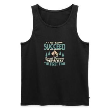 Scout Leader Wisdom: First Time Success Tee - Männer Premium Bio Tank Top - Schwarz - Vorne - AI Model Male 178 light (178cm)