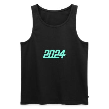 2024 - Männer Premium Bio Tank Top - Schwarz - Vorne - Michal (187cm)