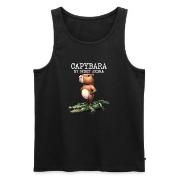 Capybara My Spirit Animal - Capybara auf Krokodil - Männer Premium Bio Tank Top - Schwarz - Vorne - Michal (187cm)