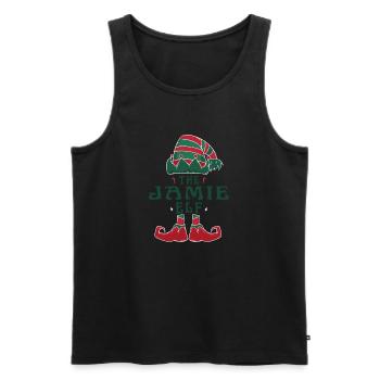 The Jamie Elf Pajama for Funny Christmas Holiday - Men's Premium Organic Tank Top - black - Front - AI Model Male 178 light (178cm)