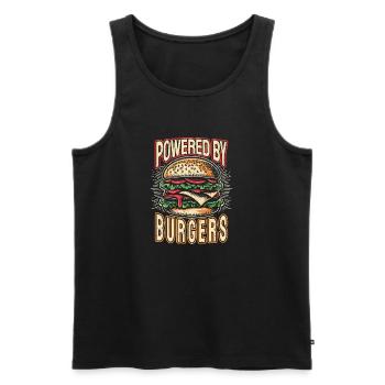 Powered by Burgers - Gift for Burger Lovers - Men's Premium Organic Tank Top - black - Front - AI Model Male 178 light (178cm)