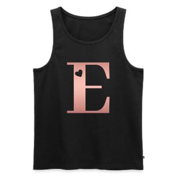 Buchstabe E Roségold - Männer Premium Bio Tank Top - Schwarz - Vorne - AI Model Male 178 light (178cm)