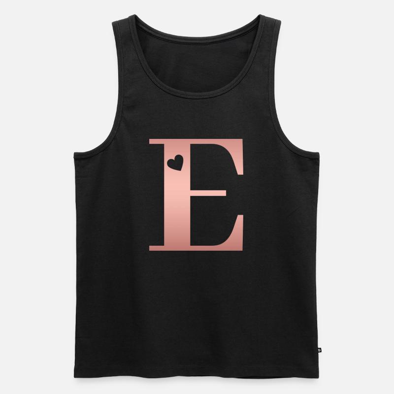Buchstabe E Roségold - Männer Premium Bio Tank Top - Schwarz