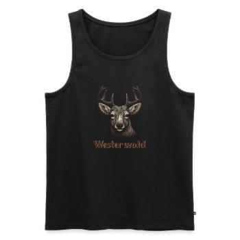 vintage Westerwald Hirsch Heimat Geschenkidee Dame - Männer Premium Bio Tank Top - Schwarz - Vorne - Michal (187cm)