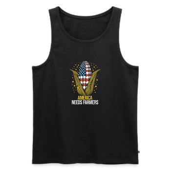 America Needs Farmers - Gift for USA Farmers - Men's Premium Organic Tank Top - black - Front - Michal (187cm)