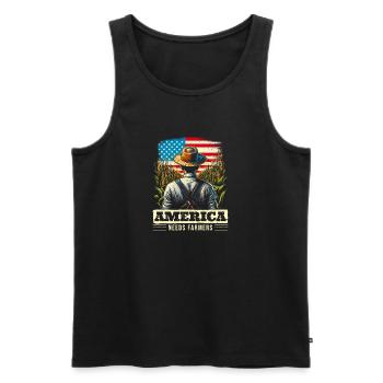 America Needs Farmers - Gift for USA Farmers - Men's Premium Organic Tank Top - black - Front - Michal (187cm)