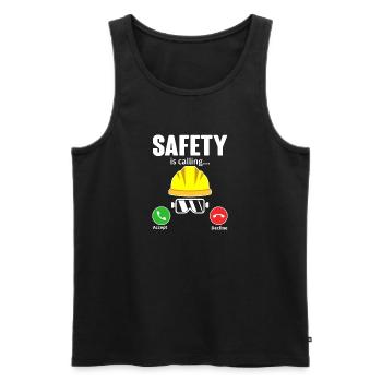 Funny Safety Is Calling Vintage Health & Safety - Men's Premium Organic Tank Top - black - Front - Michal (187cm)