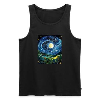 Earth Day Starry Night Shirt Van Gogh Inspired - Men's Premium Organic Tank Top - black - Front - Michal (187cm)