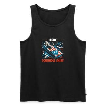 Chemise Funny Lucky Cornhole - pour Cornhole Fan - Débardeur bio Premium Homme - noir - Devant - Michal (187cm)