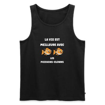 Humour petit poisson clown - Débardeur bio Premium Homme - noir - Devant - Michal (187cm)