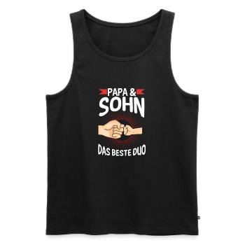 Papa Sohn Vater Familie Geschenk - Männer Premium Bio Tank Top - Schwarz - Vorne - Michal (187cm)