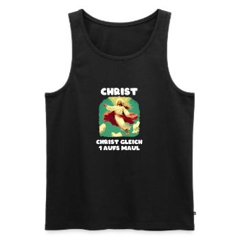 Christ Gleich1 Aufs Maul - Männer Premium Bio Tank Top - Schwarz - Vorne - Michal (187cm)