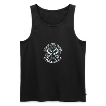 Embrace Liberation: 'Fight for Your Freedom' - Men's Premium Organic Tank Top - black - Front - Michal (187cm)