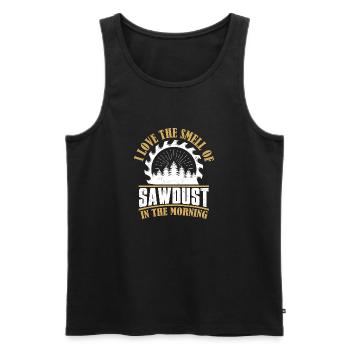 Morning Glory - Sawdust & Sunrise for Craftsmen - Men's Premium Organic Tank Top - black - Front - AI Model Male 178 light (178cm)