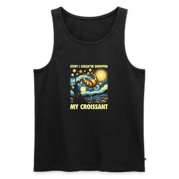 Stop! I Could've Dropped My Croissant. Meme Design - Men's Premium Organic Tank Top - black - Front - Michal (187cm)