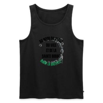 Men's, Women's, Humorous, Humorous T-Shirt Gift - Men's Premium Organic Tank Top - black - Front - AI Model Male 178 light (178cm)