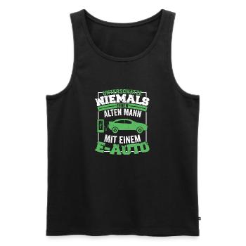 Unterschätze Niemals Einen Alten Mann Mit Einem E- - Männer Premium Bio Tank Top - Schwarz - Vorne - AI Model Male 178 light (178cm)