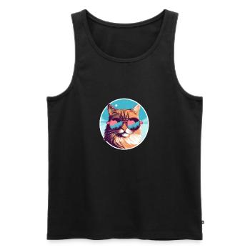 Sun-Purred Kitty Gleam - Men's Premium Organic Tank Top - black - Front - AI Model Male 178 light (178cm)