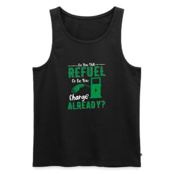 Do You Still Refuel Or Do You Charge Already? EV C - Männer Premium Bio Tank Top - Schwarz - Vorne - AI Model Male 178 light (178cm)