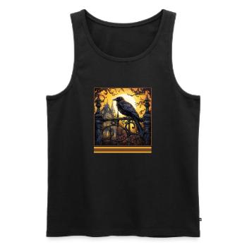 Raven's Yellow Key Vintage Gothic Halloween Tee - Men's Premium Organic Tank Top - black - Front - Michal (187cm)