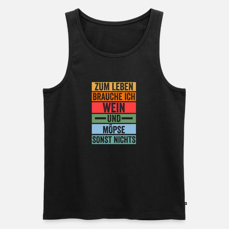 Wein Hund Mops - Männer Premium Bio Tank Top - Schwarz
