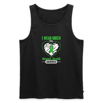 Parfaite sensibilisation à la santé mentale Green Ribbon Retro - Débardeur bio Premium Homme - noir - Devant - AI Model Male 178 light (178cm)