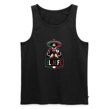 El Jefe El Patrón in Spanish Funny Mexican Quote - Men's Premium Organic Tank Top - black - Front - AI Model Male 178 light (178cm)