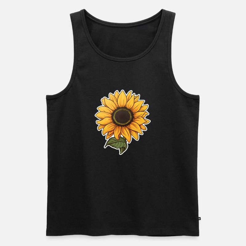 Sonnenblume - Männer Premium Bio Tank Top - Schwarz