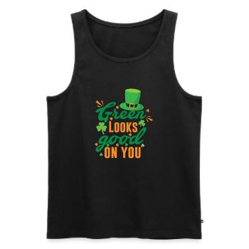 Green Looks Good On You St. Patrick's Day - Men's Premium Organic Tank Top - black - Front - AI Model Male 178 light (178cm)