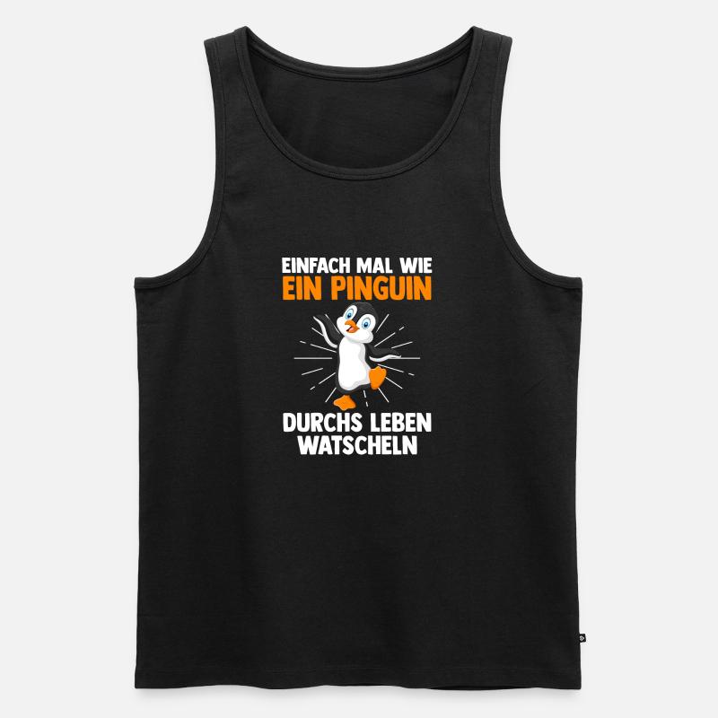 Süße Pinguin - Männer Premium Bio Tank Top - Schwarz