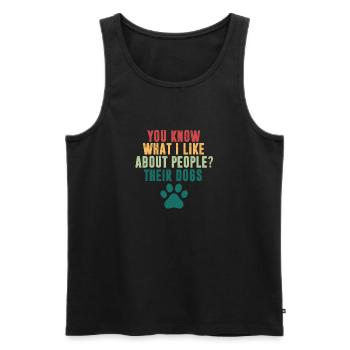 Lustig, weißt du, was ich an Menschen, ihren Hunden mag - Männer Premium Bio Tank Top - Schwarz - Vorne - Michal (187cm)