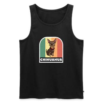 Chihuahua Chien Retro Tee - Débardeur bio Premium Homme - noir - Devant - Michal (187cm)