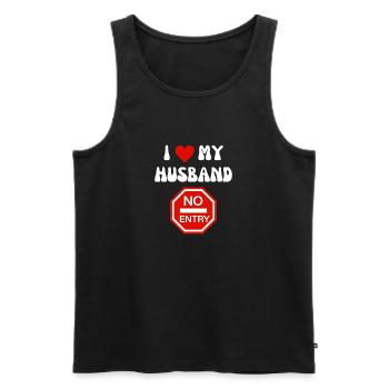 I Love My Husband No Entry - Funny Shirt For Her - Men's Premium Organic Tank Top - black - Front - Michal (187cm)