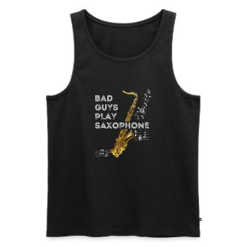 BÖSEWICHTE SPIELEN SAXOPHON - Männer Premium Bio Tank Top - Schwarz - Vorne - Michal (187cm)