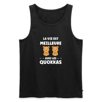 Petit animal mignon Quokka - Débardeur bio Premium Homme - noir - Devant - Michal (187cm)