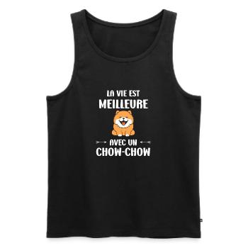 Chien chow chow - Débardeur bio Premium Homme - noir - Devant - Michal (187cm)