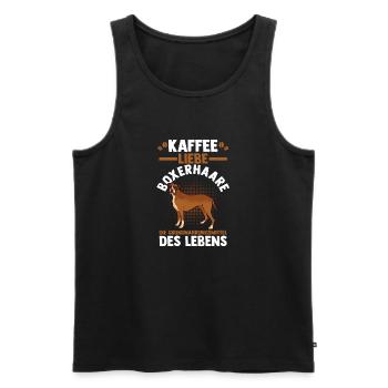 Dog Coffee German Boxer - Men's Premium Organic Tank Top - black - Front - Michal (187cm)