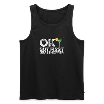 OK But First Grasshopper Funny Mint Cocktail Wine - Men's Premium Organic Tank Top - black - Front - AI Model Male 178 light (178cm)