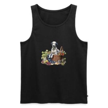 Dalmatiner Hundehütte Cottagecore Picknick Glückseligkeit - Männer Premium Bio Tank Top - Schwarz - Vorne - AI Model Male 178 light (178cm)