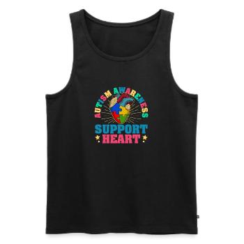 Autism awareness heart support heart - Men's Premium Organic Tank Top - black - Front - Michal (187cm)