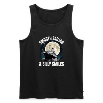 Smooth Sailing And Silly Smiles Cruise Ship - Men's Premium Organic Tank Top - black - Front - AI Model Male 178 light (178cm)