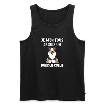 Humour chien border collie - Débardeur bio Premium Homme - noir - Devant - Michal (187cm)